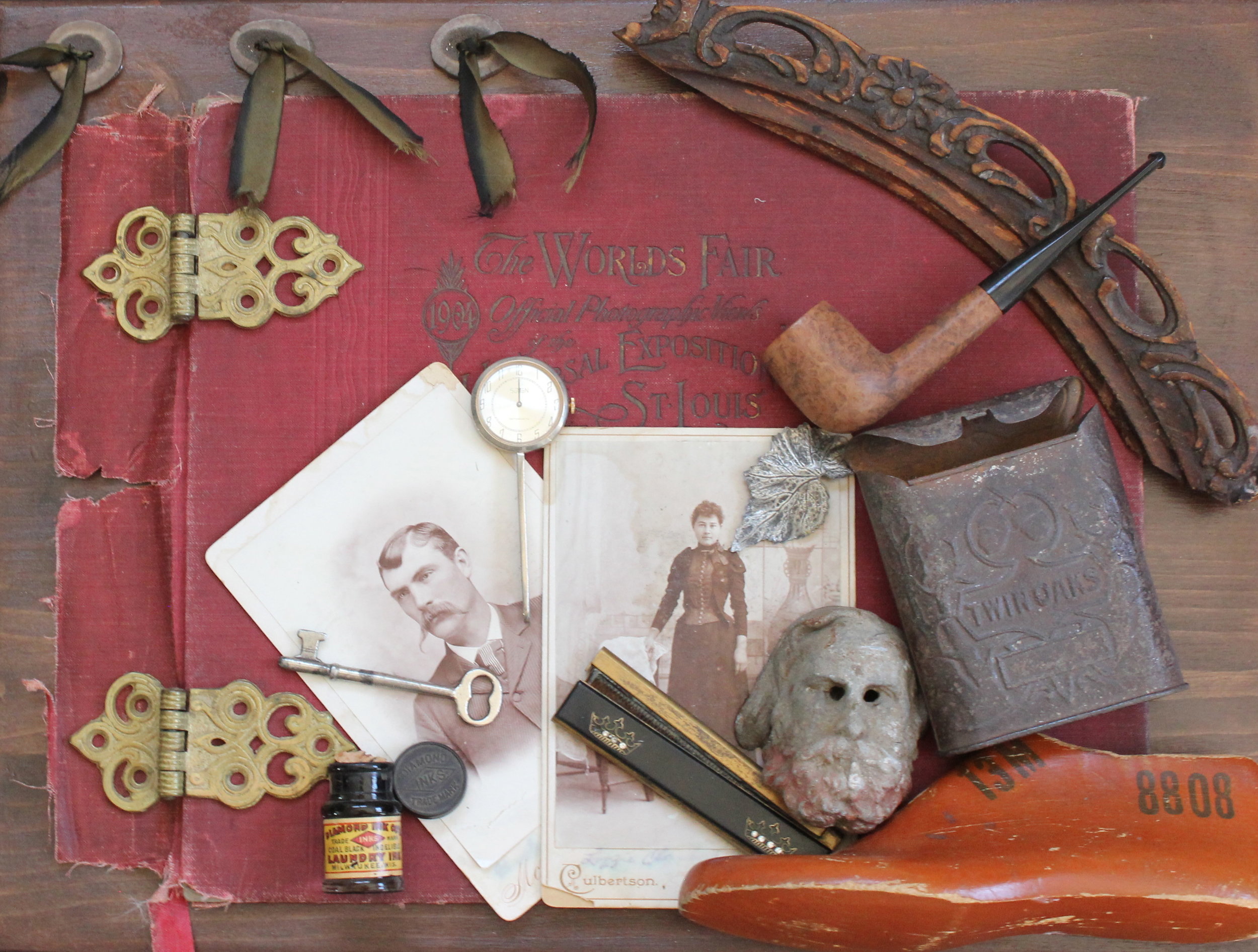 "Meet Me at the Fair" Materials used: St. Louis World's Fair album cover, antique photos and ephemera