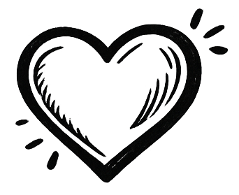 Outlined heart with small lines around it.