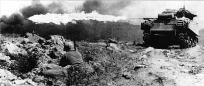 A flame tank on Iwo Jima