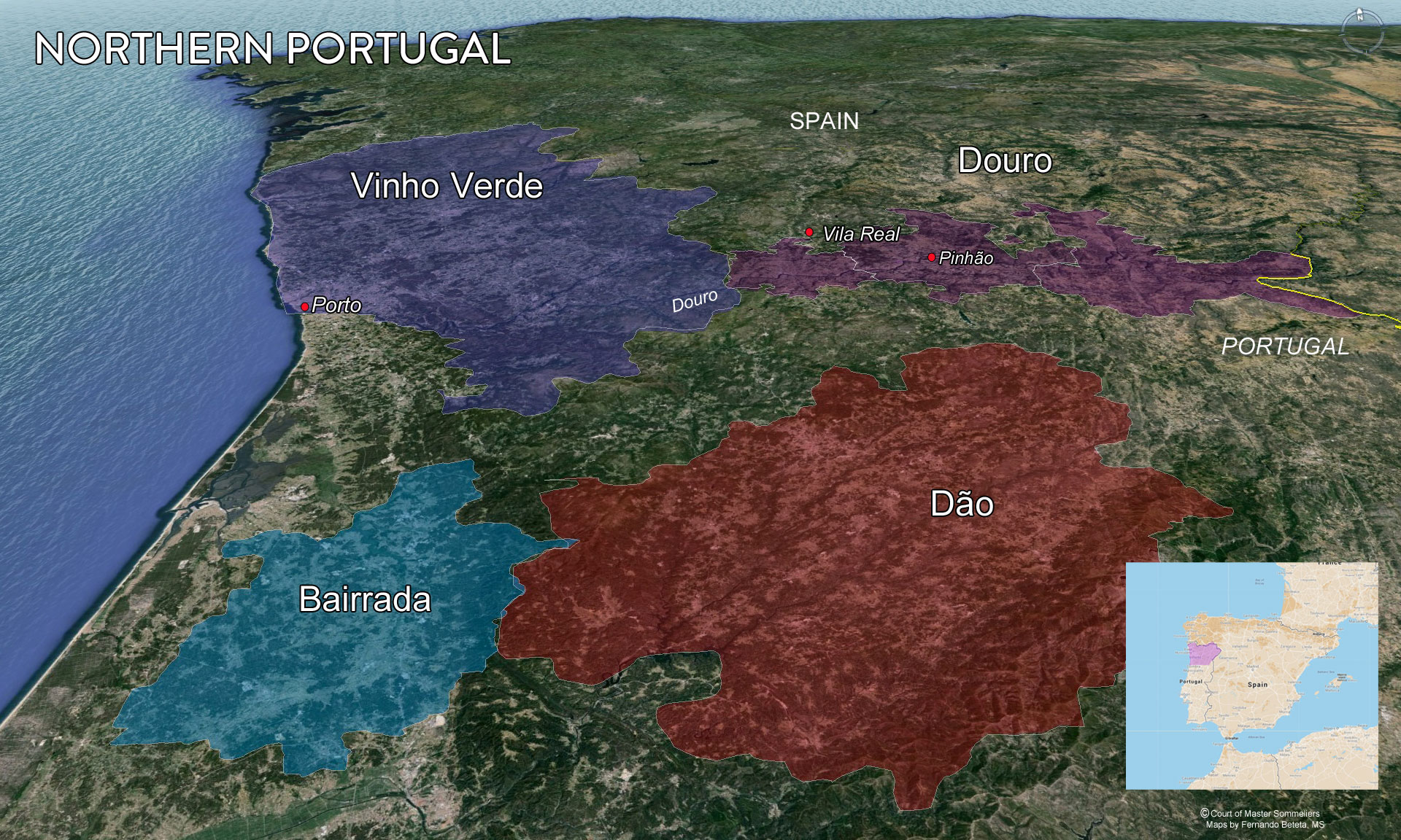 Northern Portugal wine map