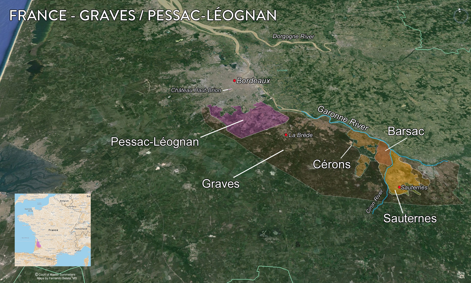 Map Graves and Pessac Leognan