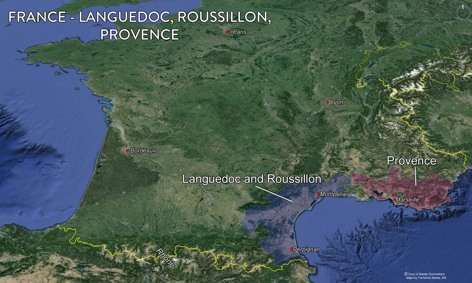 Map of Languedoc-Roussillon and Provence