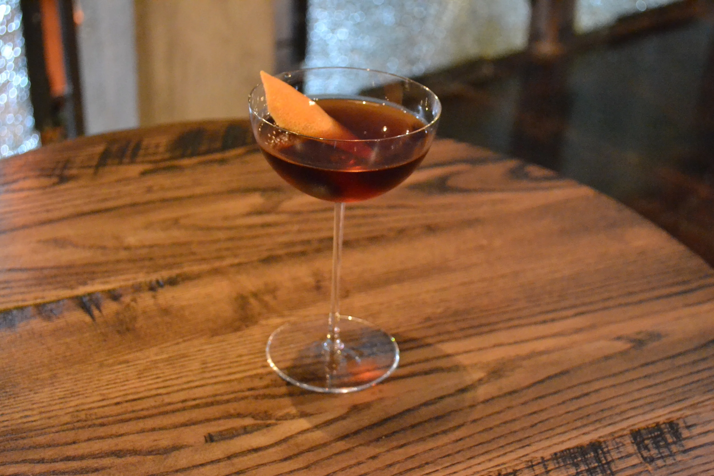 Tenzing Coupe Cocktail. "Fire Alarm Clock" by Nic Lutton.