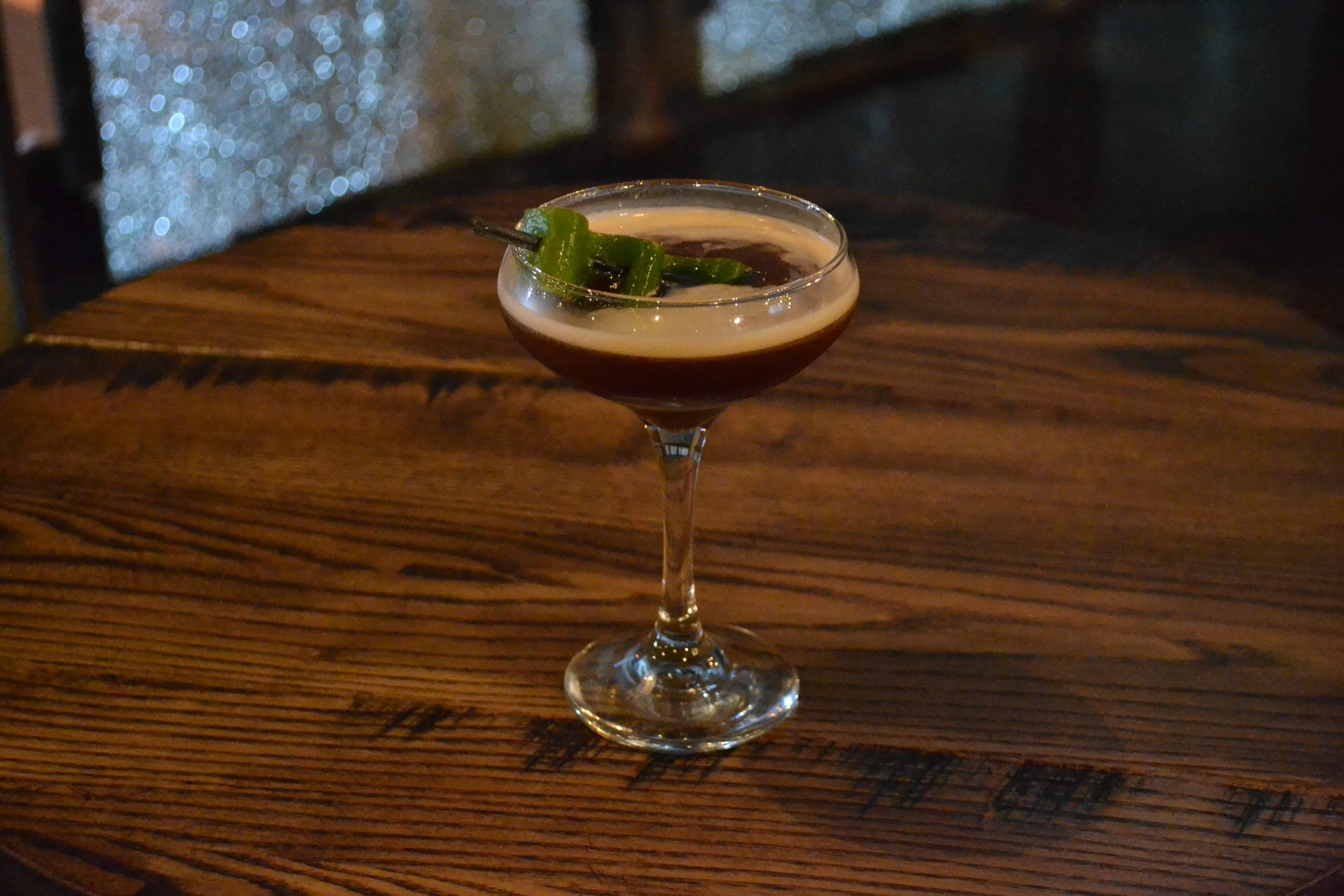 Tenzing Coupe Cocktail. "Smoke on the Water" by Seth Frantz.