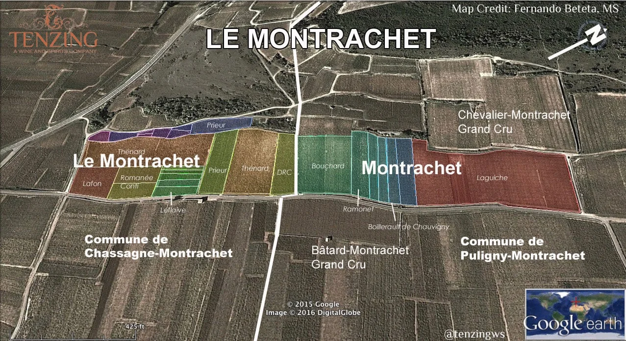 Interactive Map of Le Montrachet vineyard by proprietor.