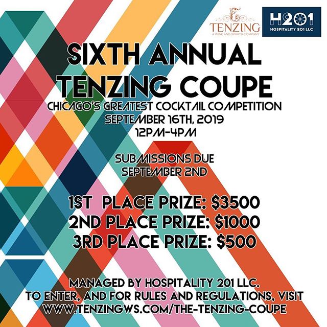 Chicago&rsquo;s greatest cocktail competition is back! We are now accepting submissions for the Sixth Annual Tenzing Coupe! &bull;
&bull;
The lab is open for submission R&amp;D 10am-4pm Monday-Thursday until August 29th. Please email Mony@tenzingws.c