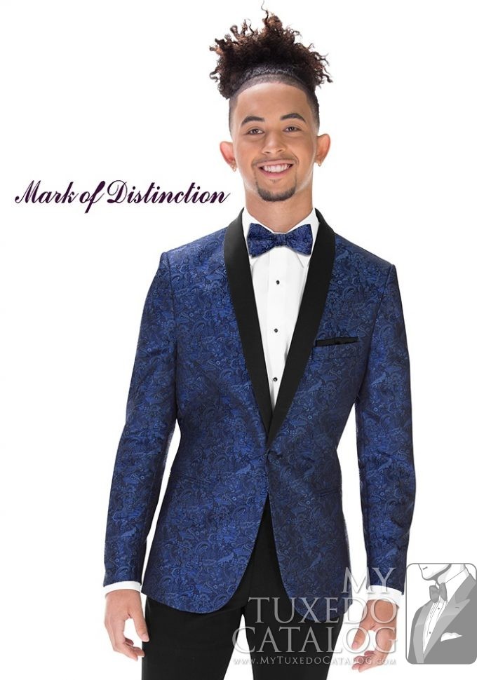 Cobalt Blue Paisley 'Aries' Slim Tuxedo by Mark of Distinction