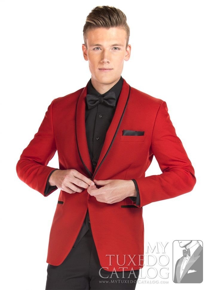 Red ‘Carmine’ Slim Fit Dinner Jacket by Select Formalwear