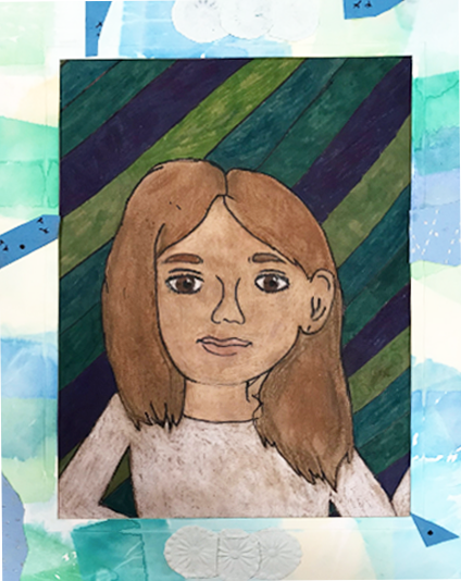 Self Portrait in Pastel, Marker, and Tissue Paper 5th Grade Prospect Hill Elementary School
