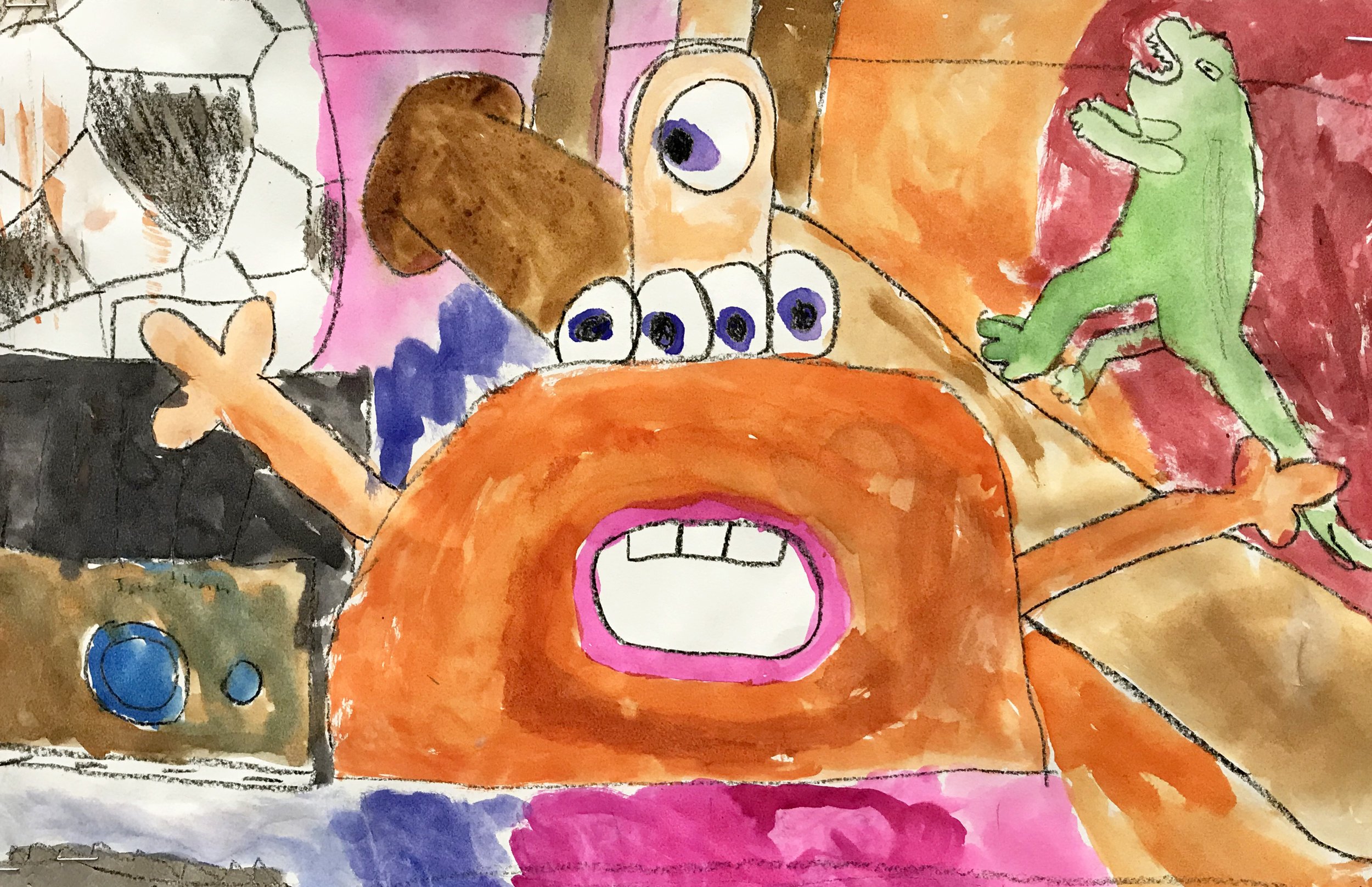 Still Life in Watercolor and Crayon