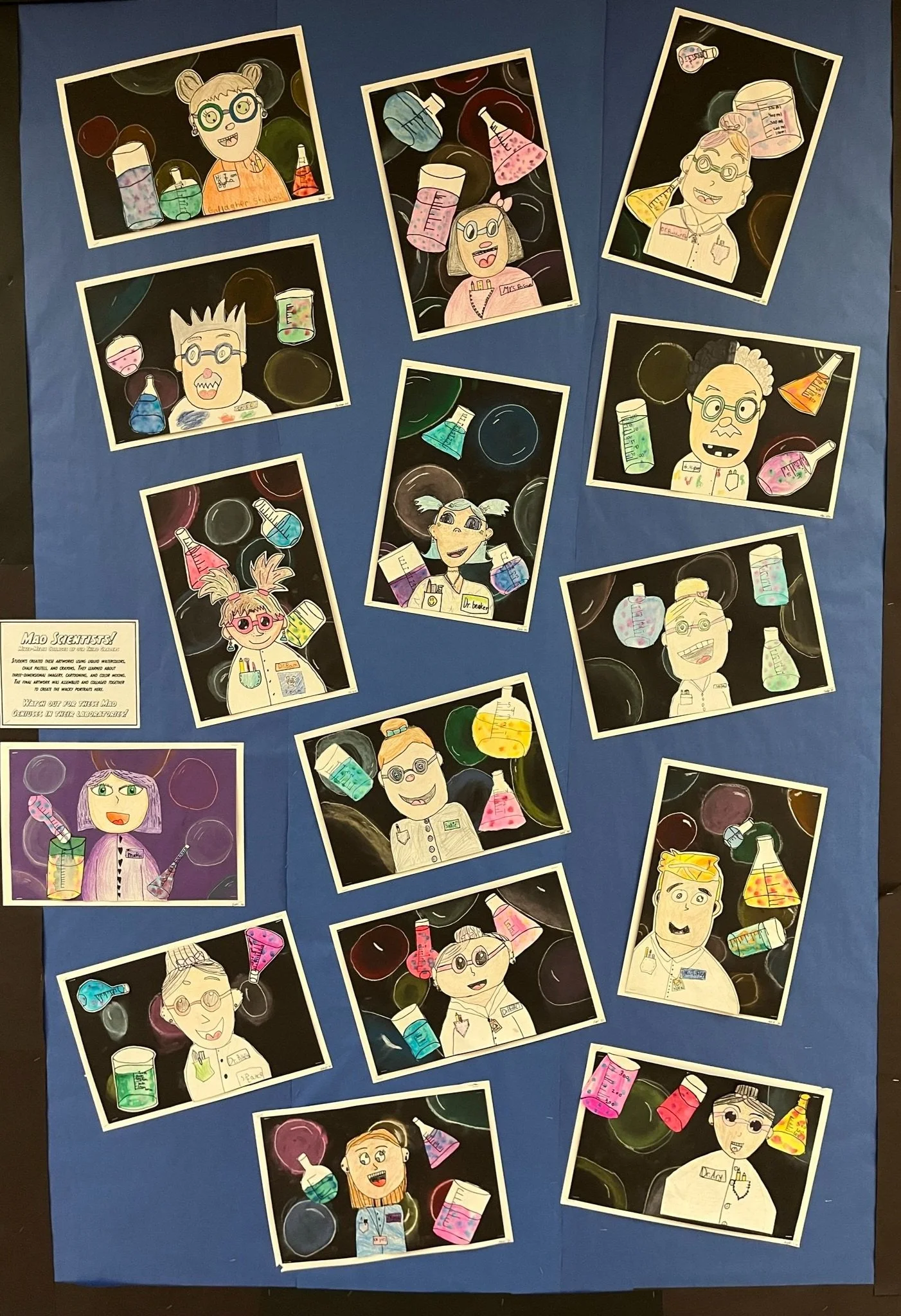 Mad Scientists! Cartoon Portraits & Mixed Media Collage