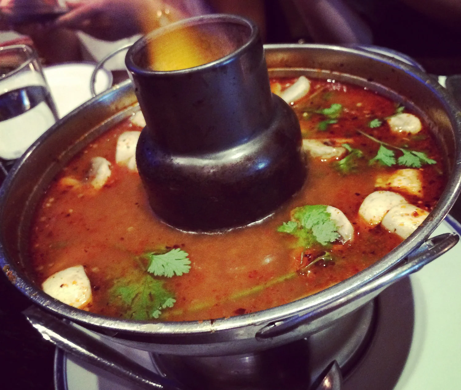 Auttharos does a lot of these delicious Thai soups in the stainless steel sterno pot. Here is a savory Tom Yum Goong (shrimp). Google Images. 