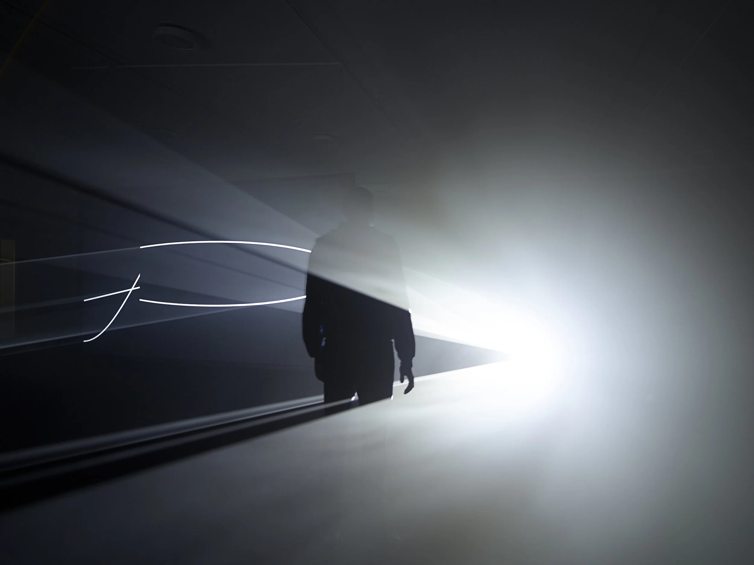 Anthony McCall. "Face to Face II" (2013). Installation view, Eye Film Museum, Amsterdam, 2014. Photograph by Hans Wilschut.