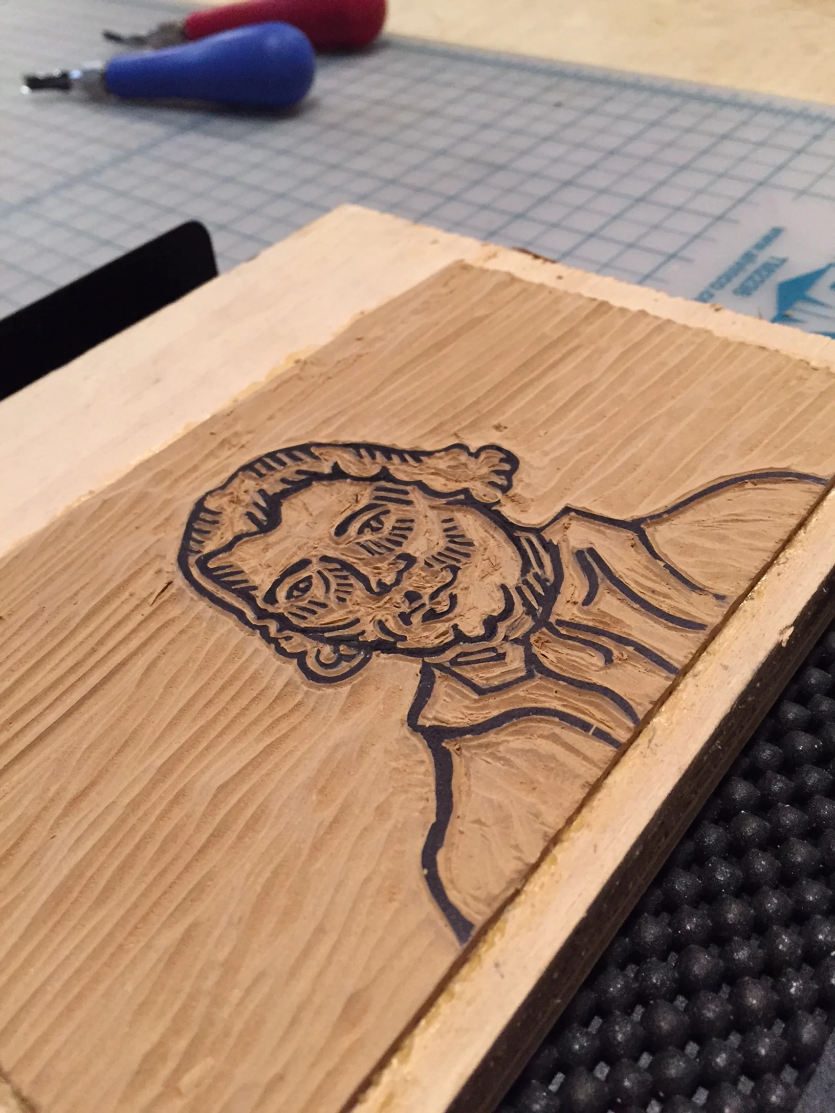 Linoleum Carving - Coastcard for Baskerville
