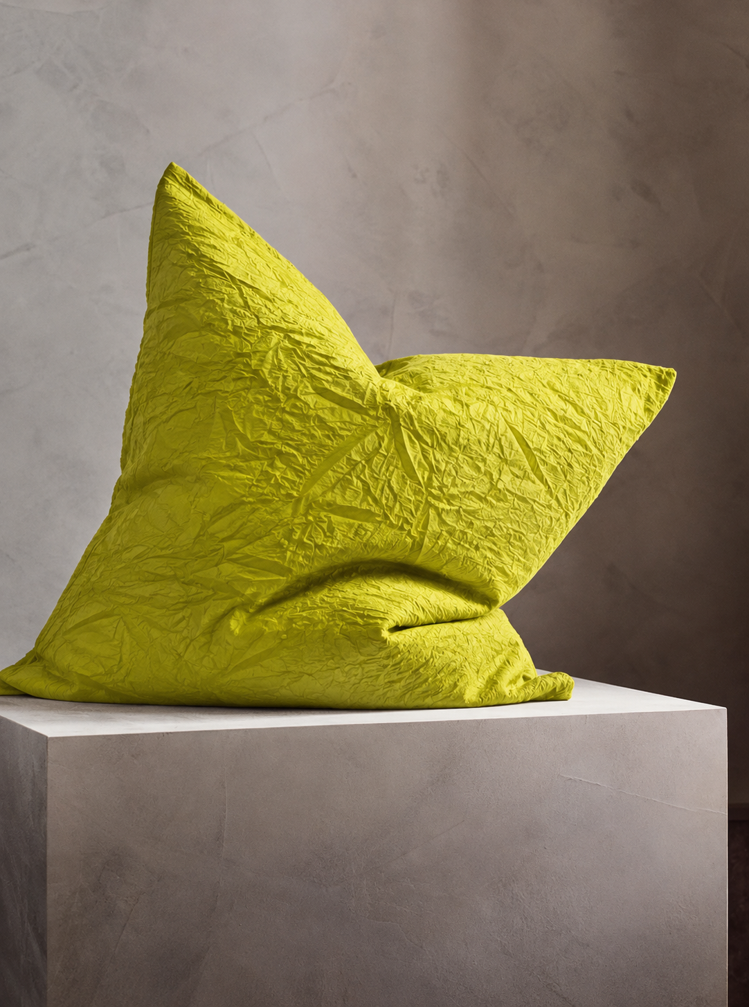 Yellow Crumpled Texture Abstract Decorative Pillow — 22" × 22"