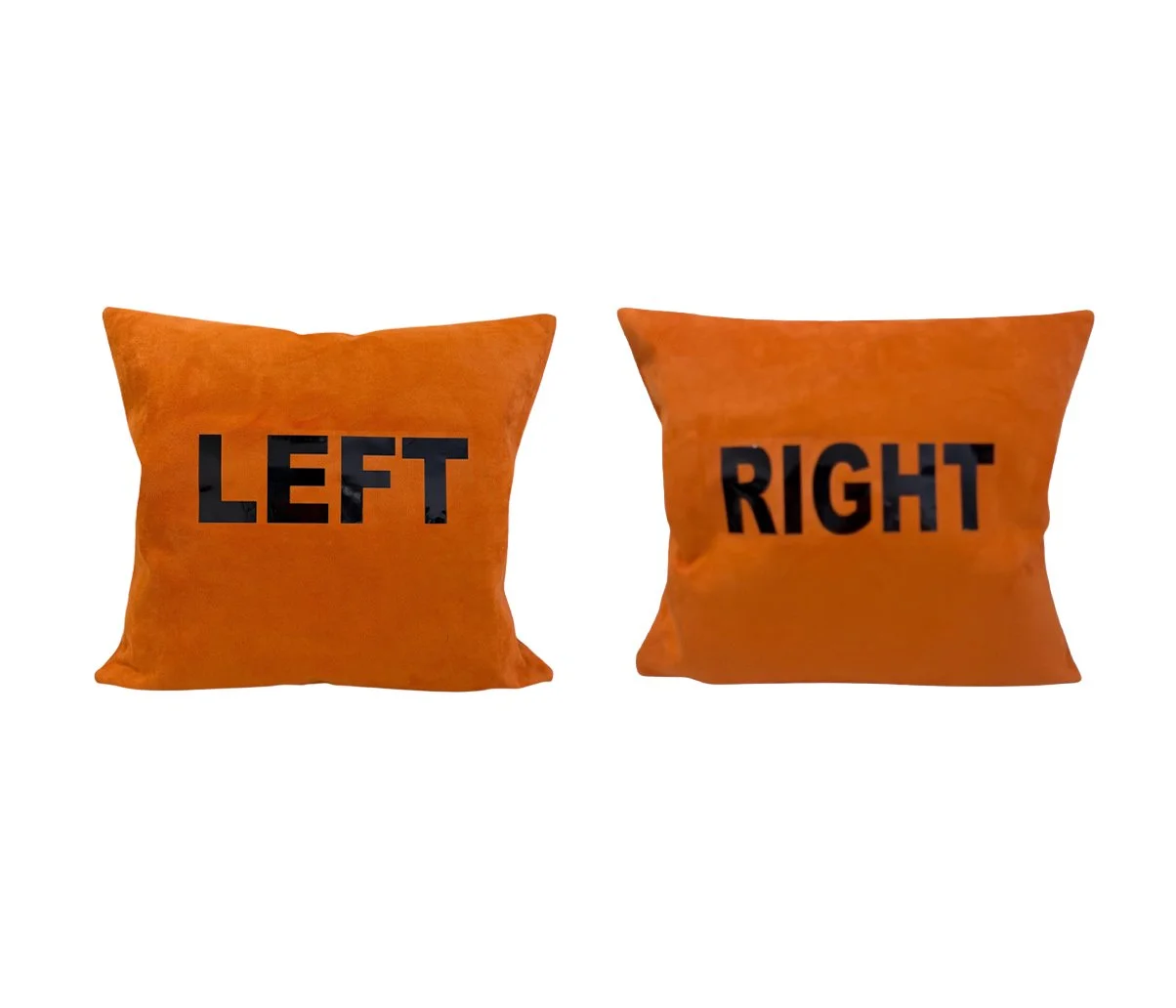 'LEFT/RIGHT' Suede Fabric  Cushion Set