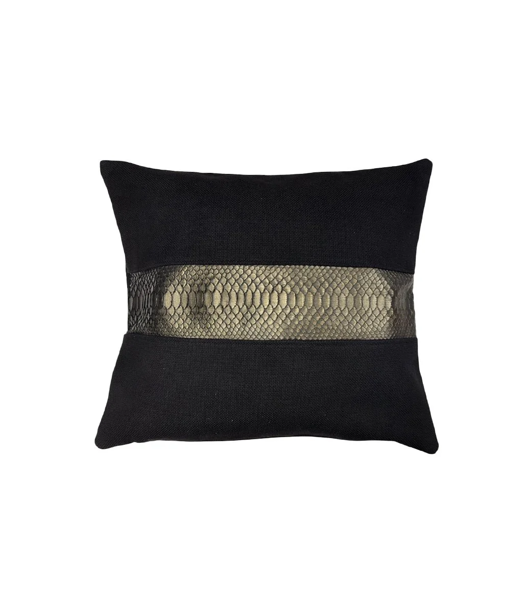 Black & Gold Snakeskin Accent Pillow