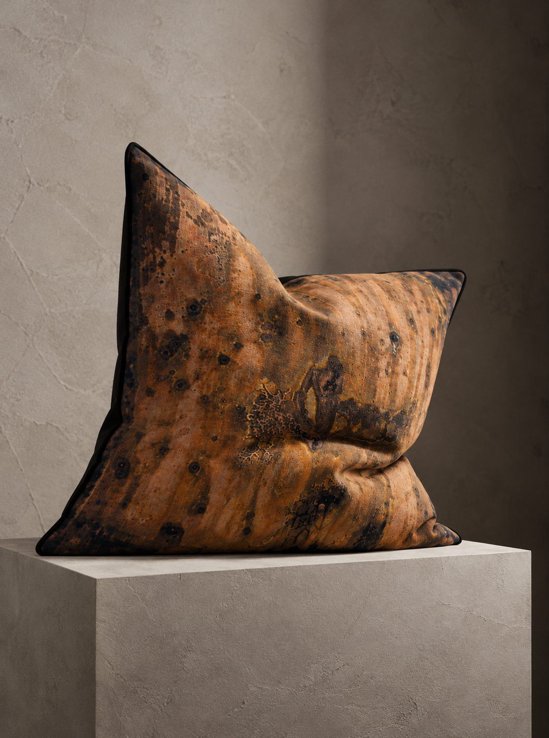 Oxidized Metal Patina Abstract Decorative Pillow — 22" × 22"
