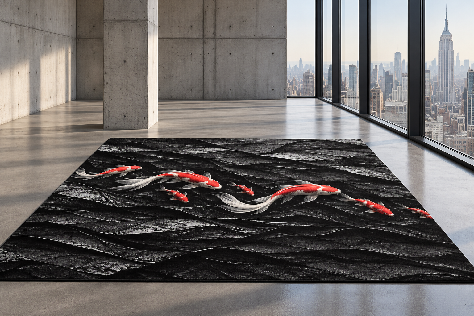 Koi River Rug in Concrete Loft.png