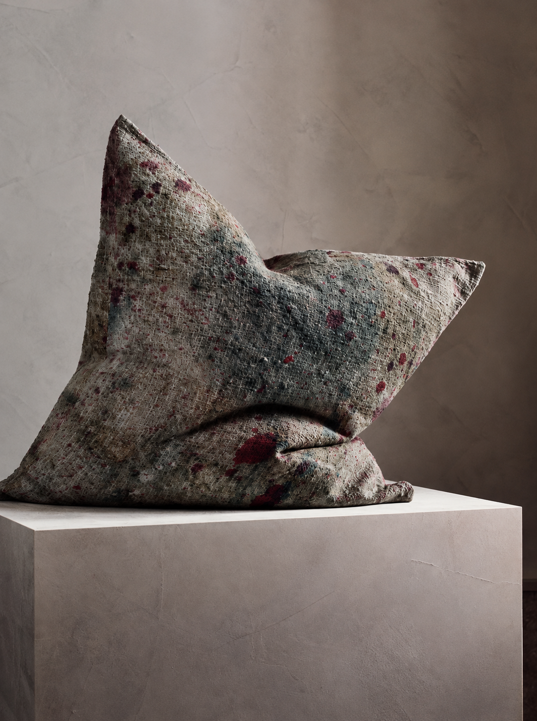 Weathered Canvas Abstract Decorative Pillow — 22" × 22"