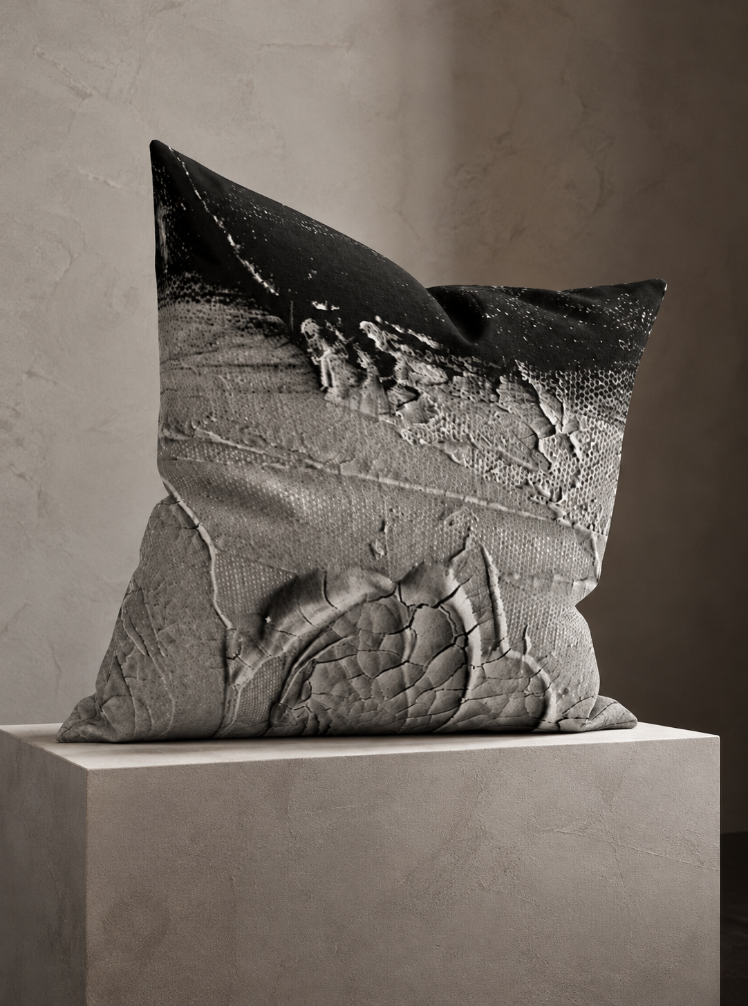 Black & White Sculpted Surface Decorative Pillow — 22" × 22"