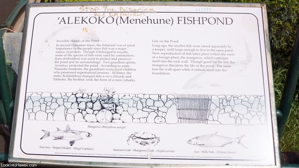 'Alekoko Fishpond Sign - Look Into Hawai'i