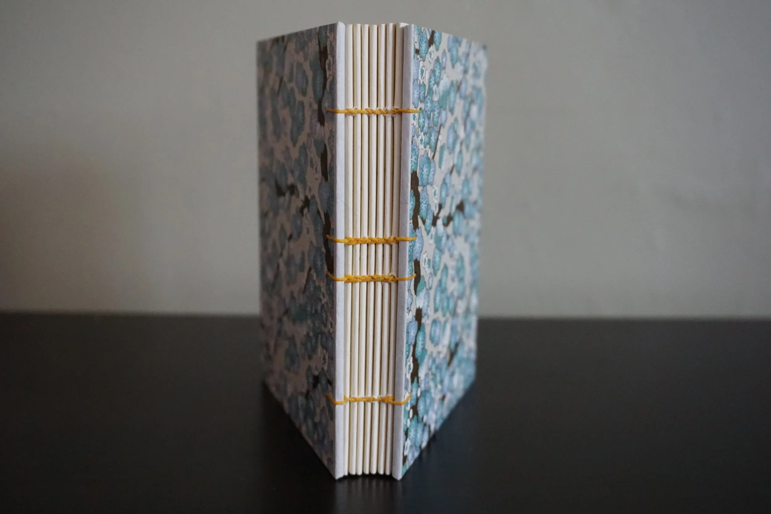 Small Blank Journal with Chiyogami Aqua Blossom Covers