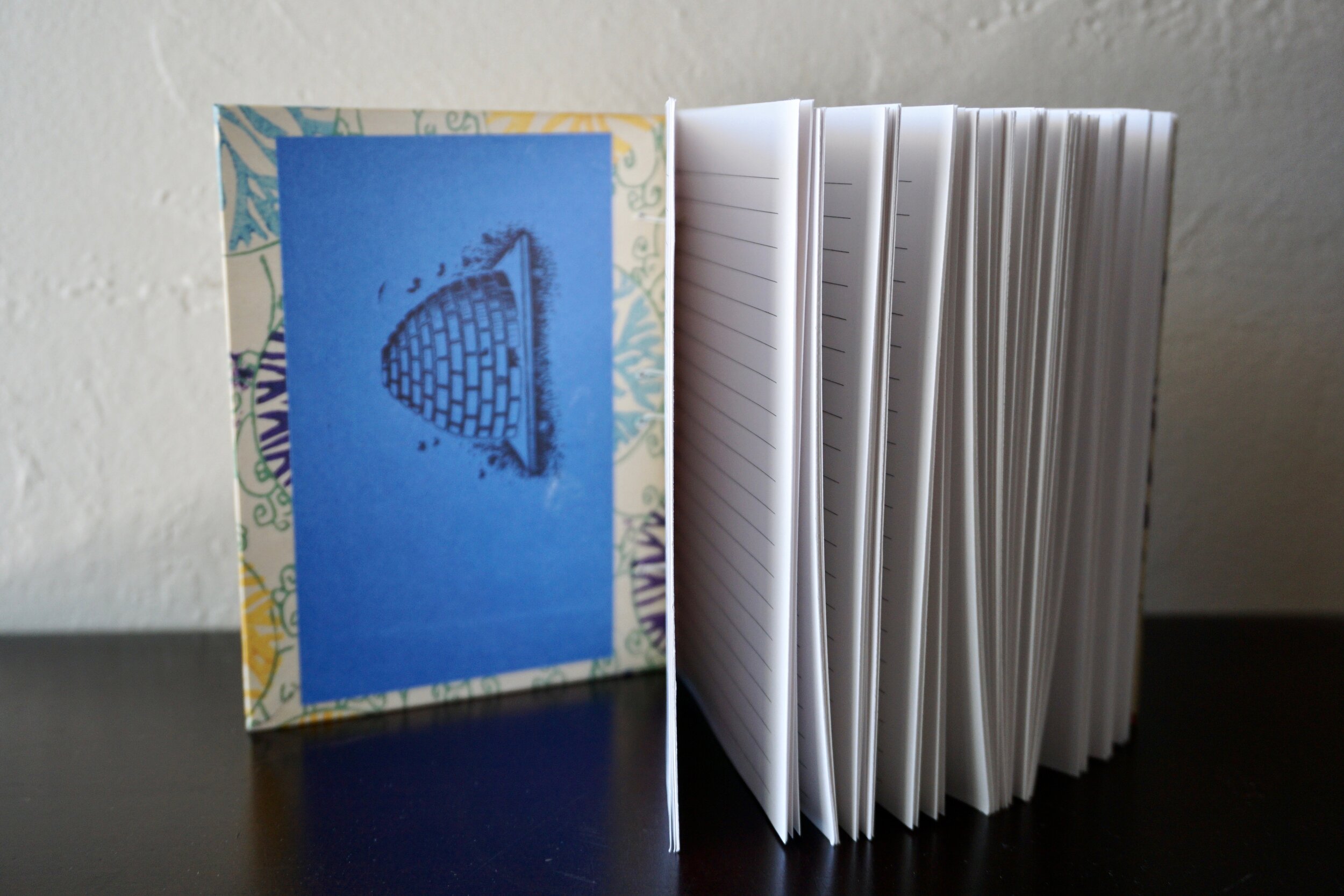 Medium Lined Notebook with Beehive Zinc Cut Print