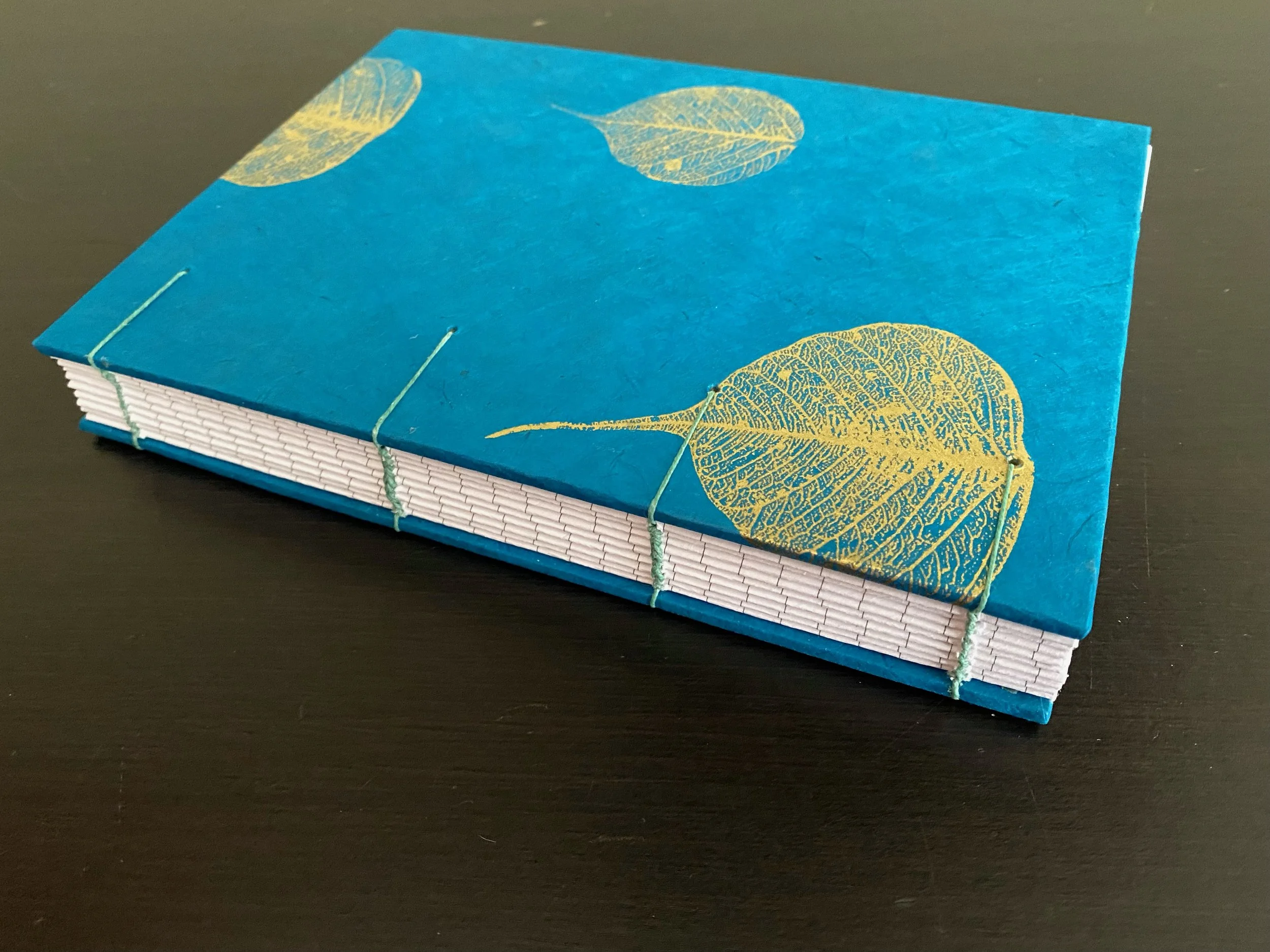 Blue and Gold Leaf Lined Notebook