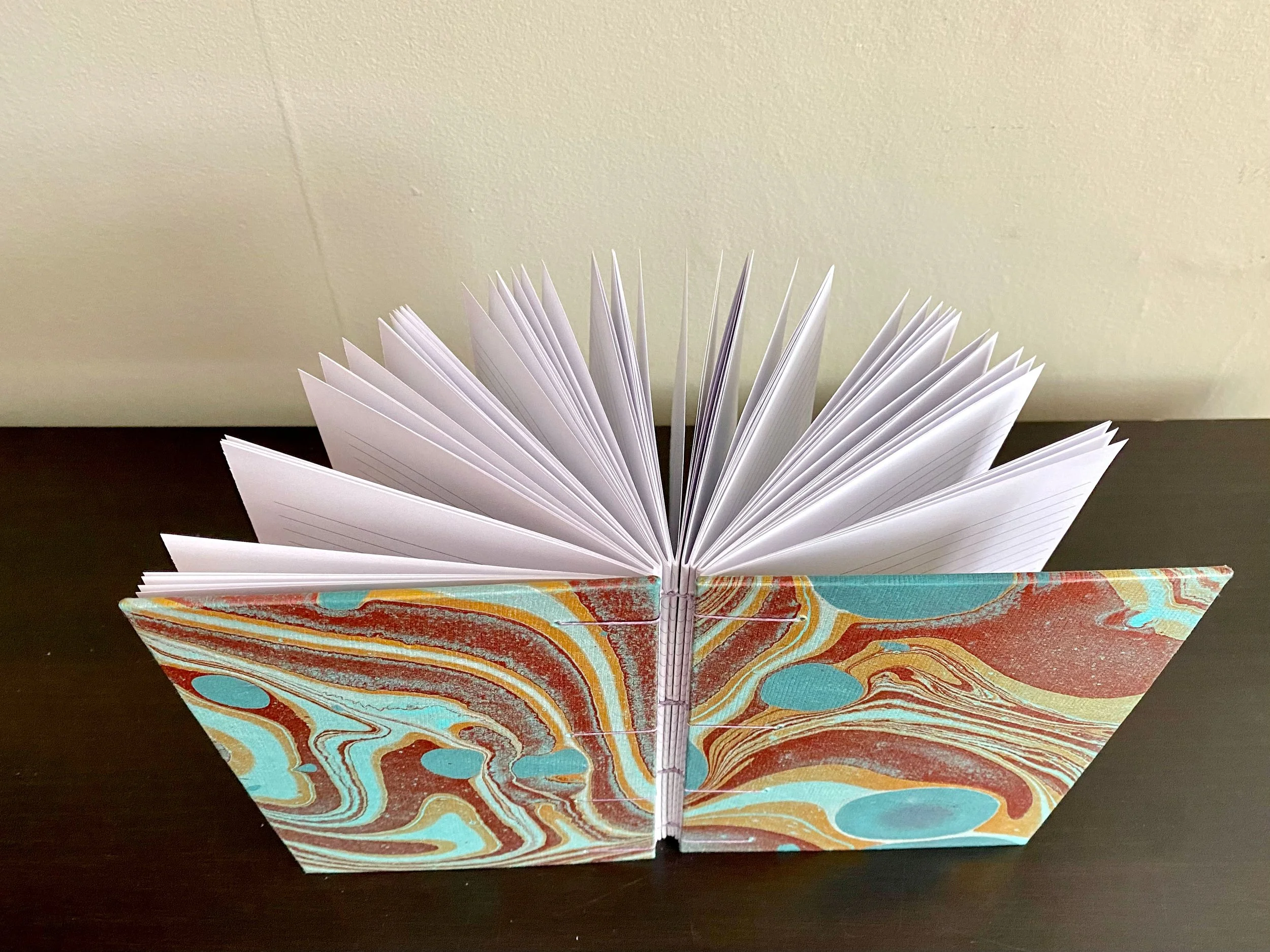 Blue Metallic Marbled Lined Notebook