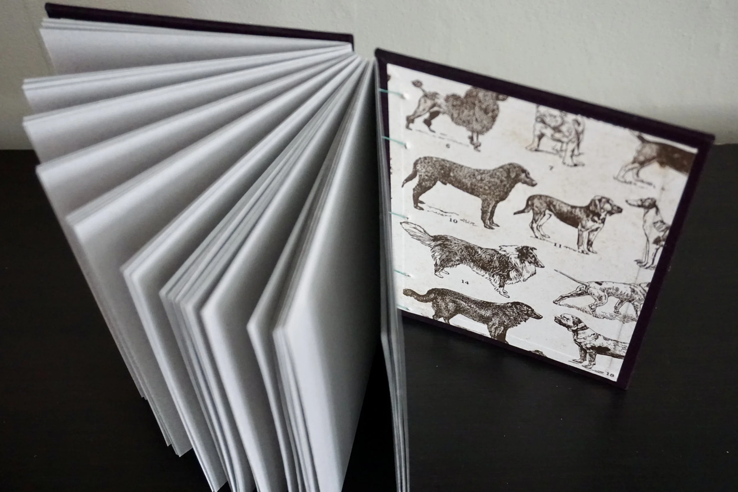 Blank Eggplant Notebook with Decorative Dog Breeds Paper