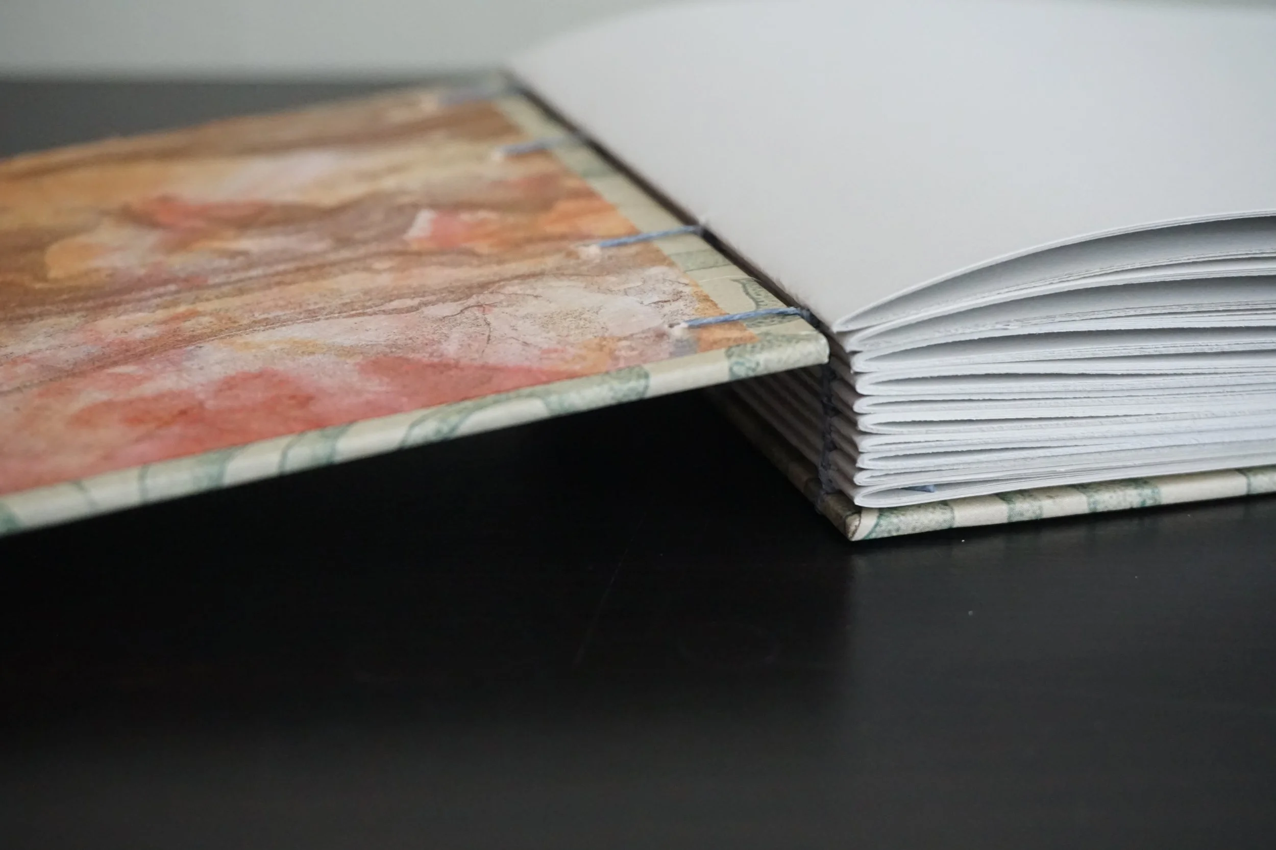 Light Gray Blank Notebook with Decorative Japanese Woodblock Wrapping Paper