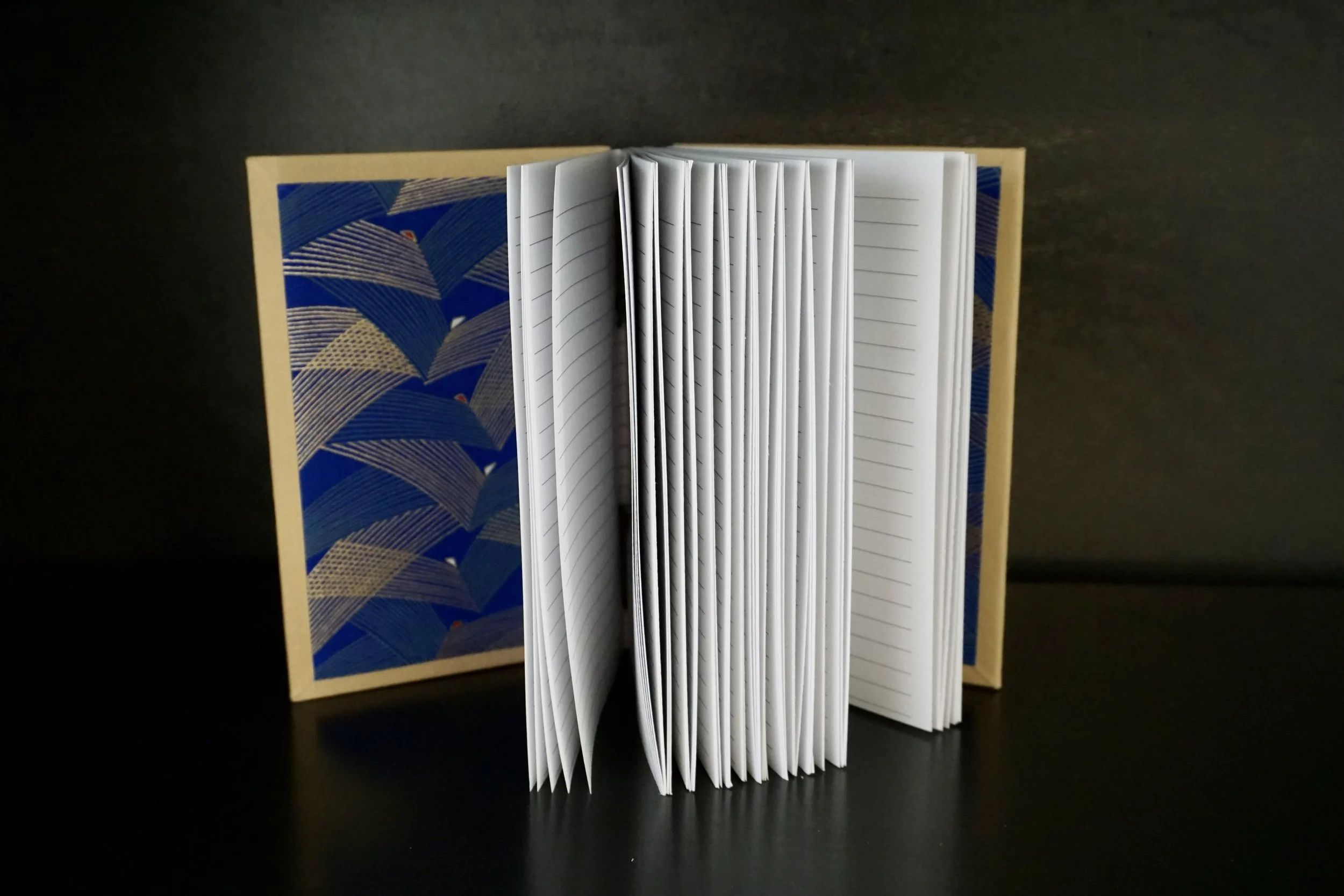 Small Cream and Blue Silkscreen Lined Notebook