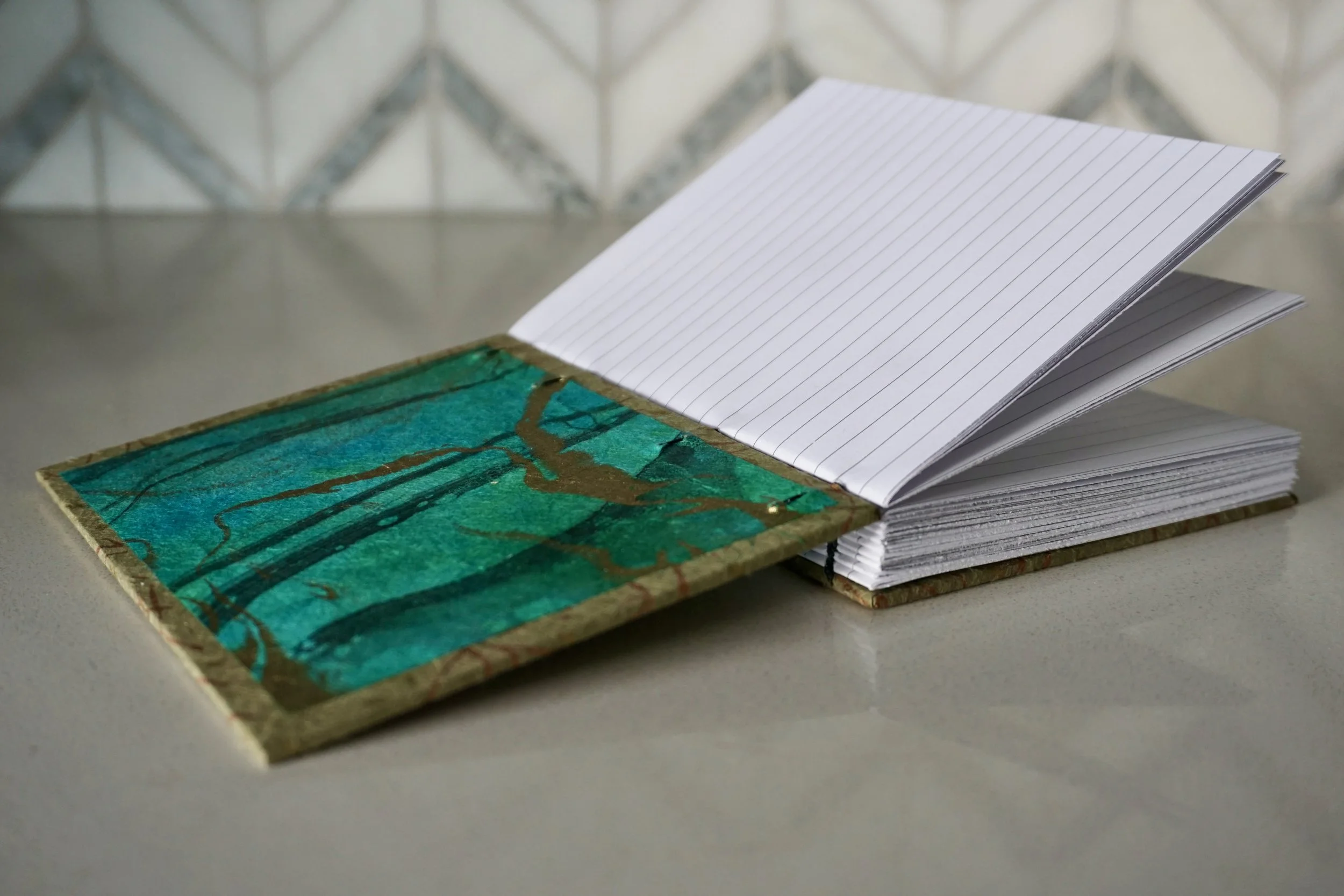 Olive and Marbled Green Lined Notebook