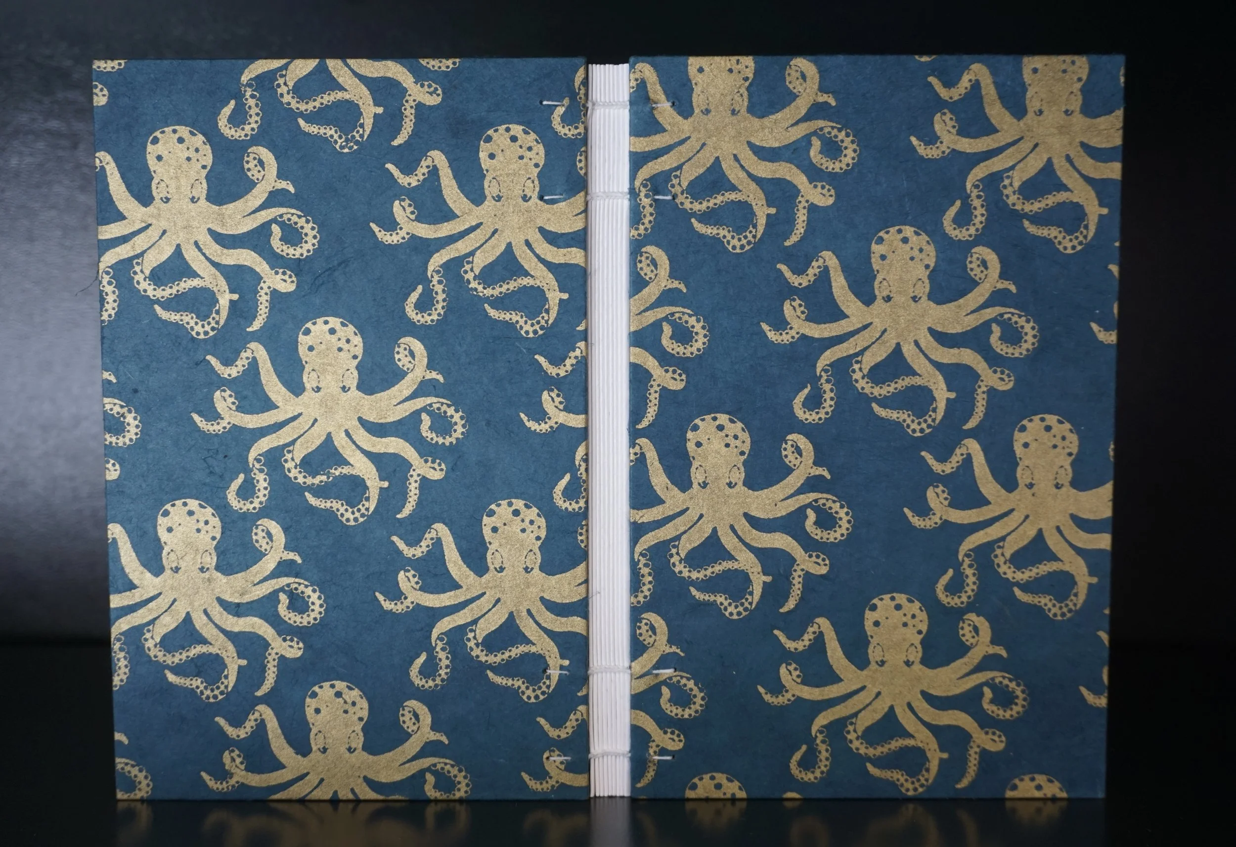 Foodie Log with Gold Octopus on Blue Covers