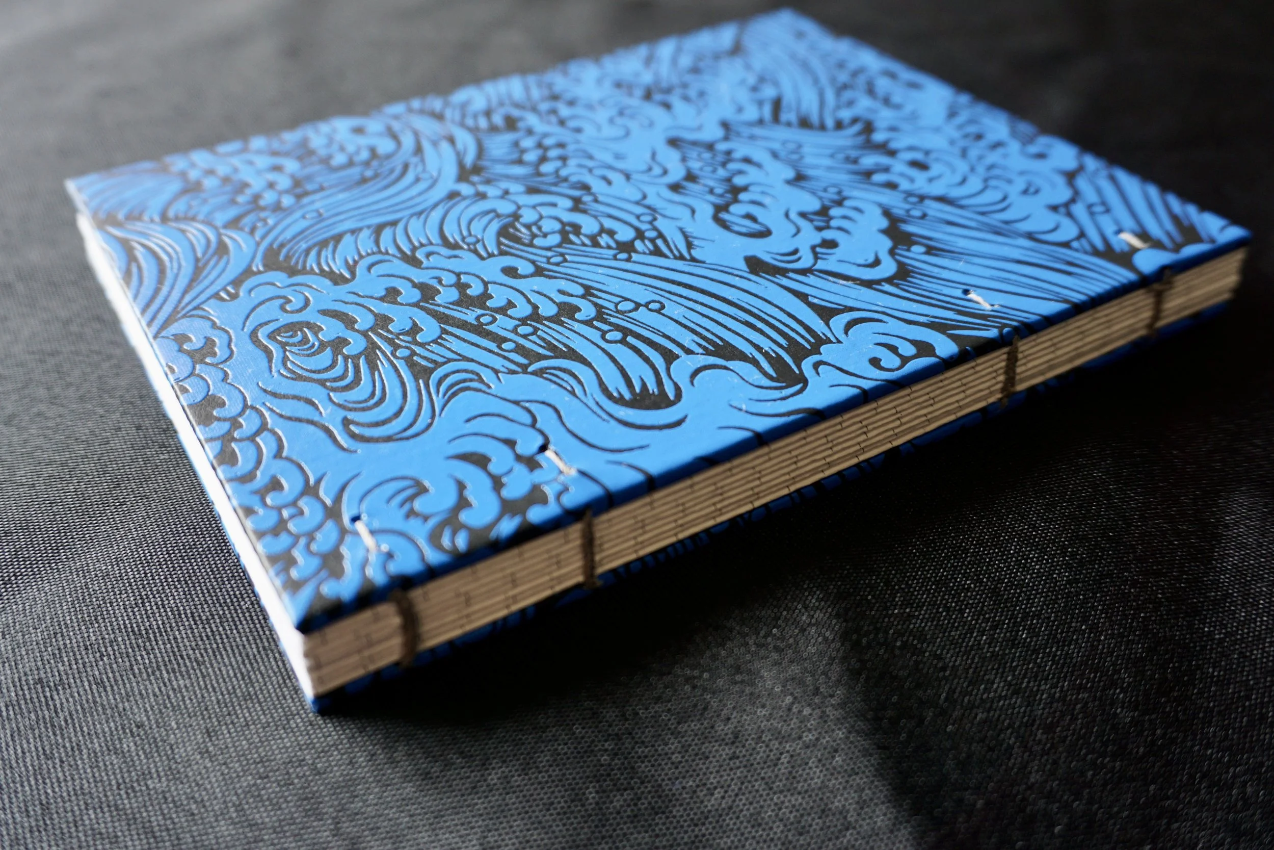 Medium Lined Book with Decorative Lacquered Konami Wave Covers