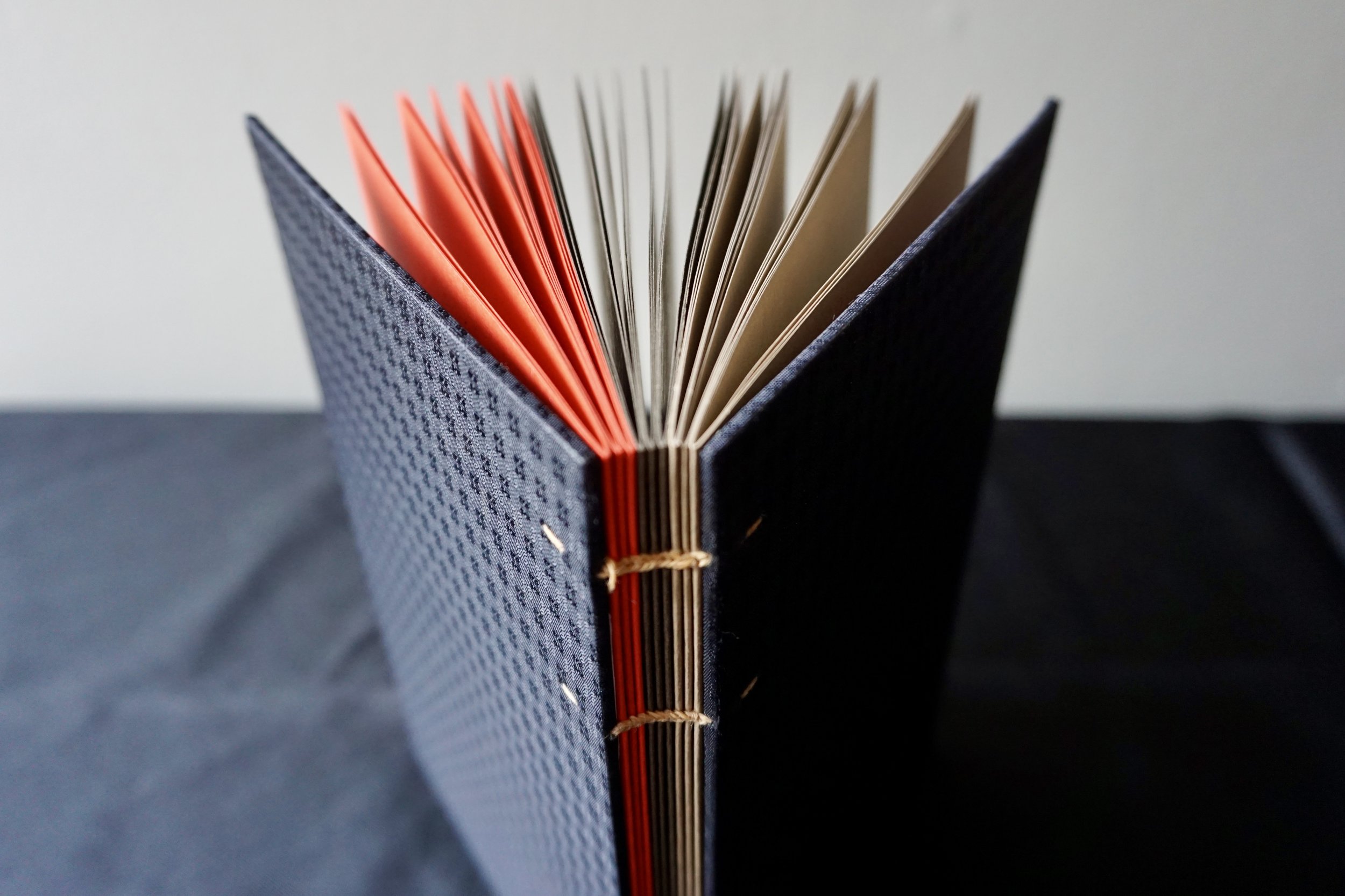 Multi-colored Sketchbook with Navy Blue Waffled Book Cloth