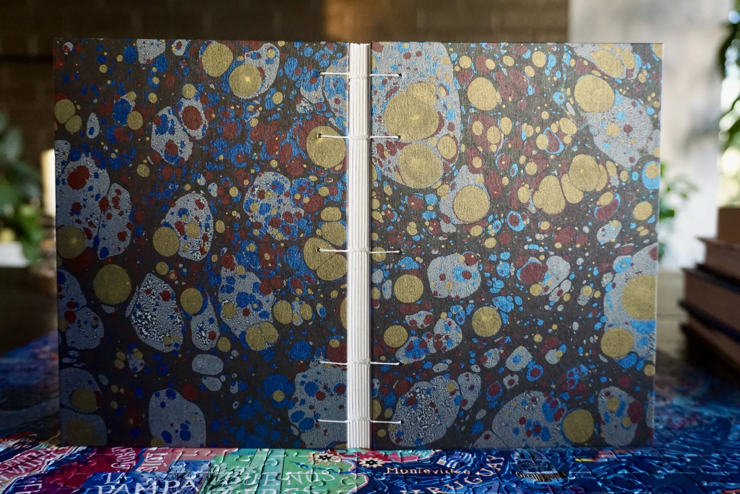 Coffee Tasting Log with Decorative Metallic Marbled Paper