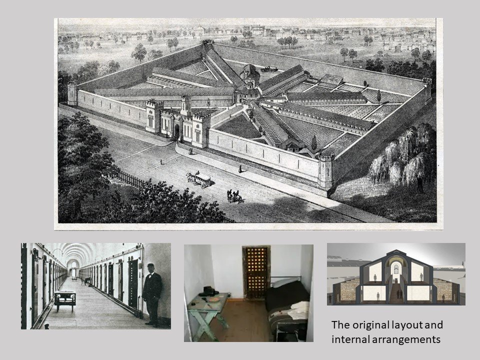 Eastern State Penitentiary (at 2027 Fairmount Avenue, originally open fields just northeast of the city of Philadelphia , once the world’s largest and most expensive house of incarceration, was designed by architects John Haviland In contrast to th