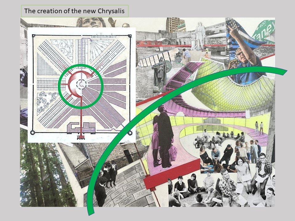 The central panopticon/guard tower is clearly the all-controlling center of the complex. and majestically dominates the skyline’s geometric layout- although few people would have ever experienced it. In this scheme, that will now be substantially c