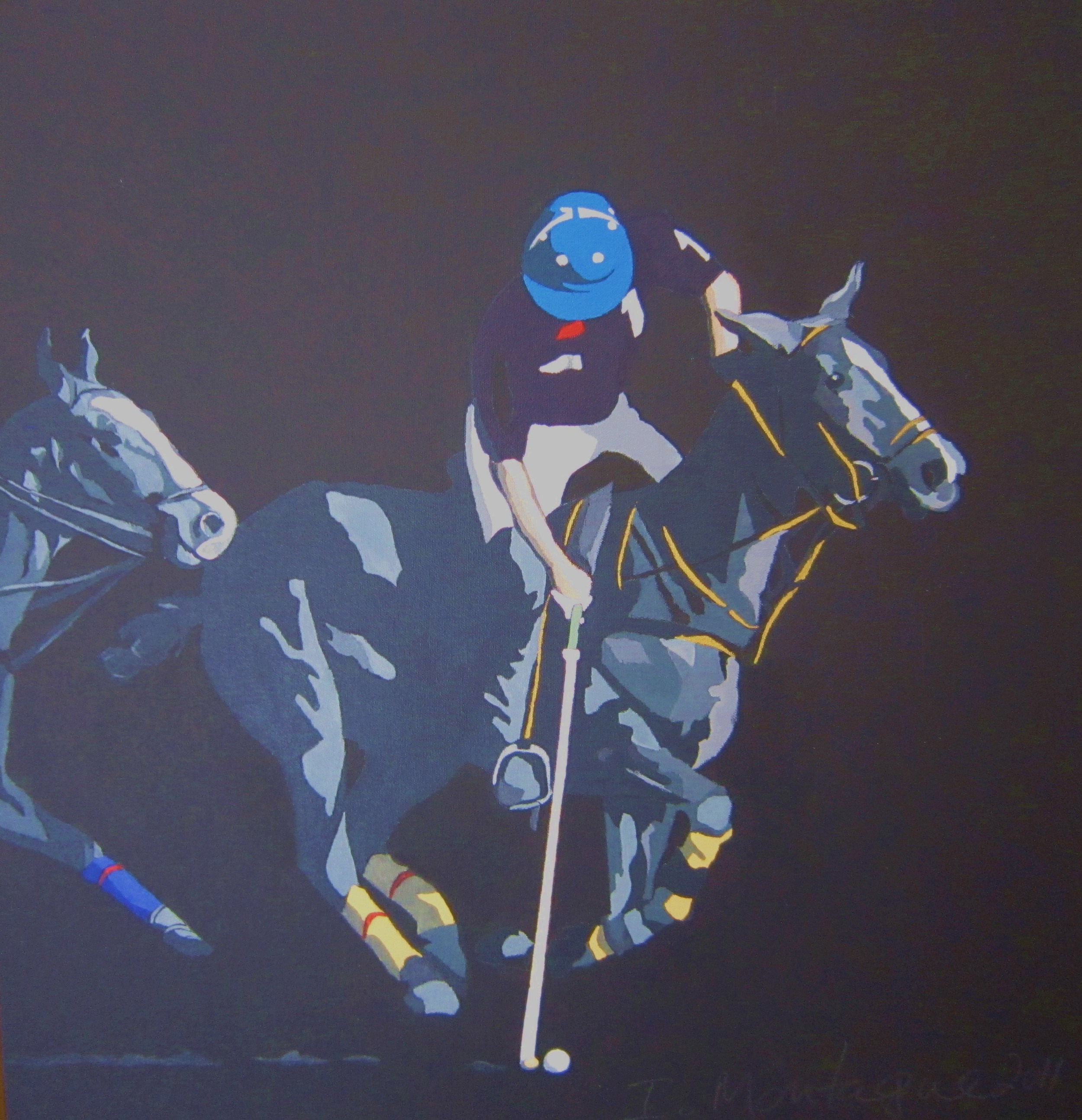 Polo Argentina. Acrylic polymer on canvas. 30 x 30 cm. © 2011 Ida Montague Private collection, Yass, Australia.