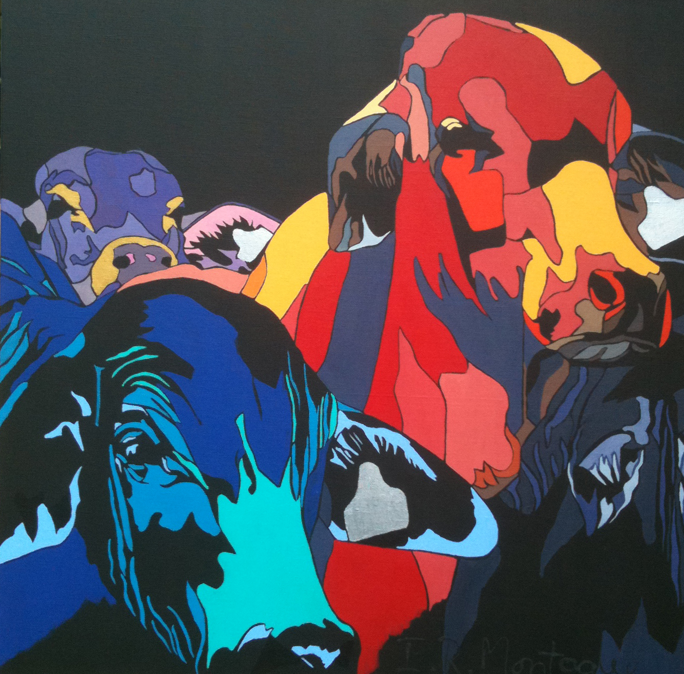Crowded House . Acrylic polymer on canvas. 76 x 76 cm. © 2010 Ida Montague. Private collection, Australia
