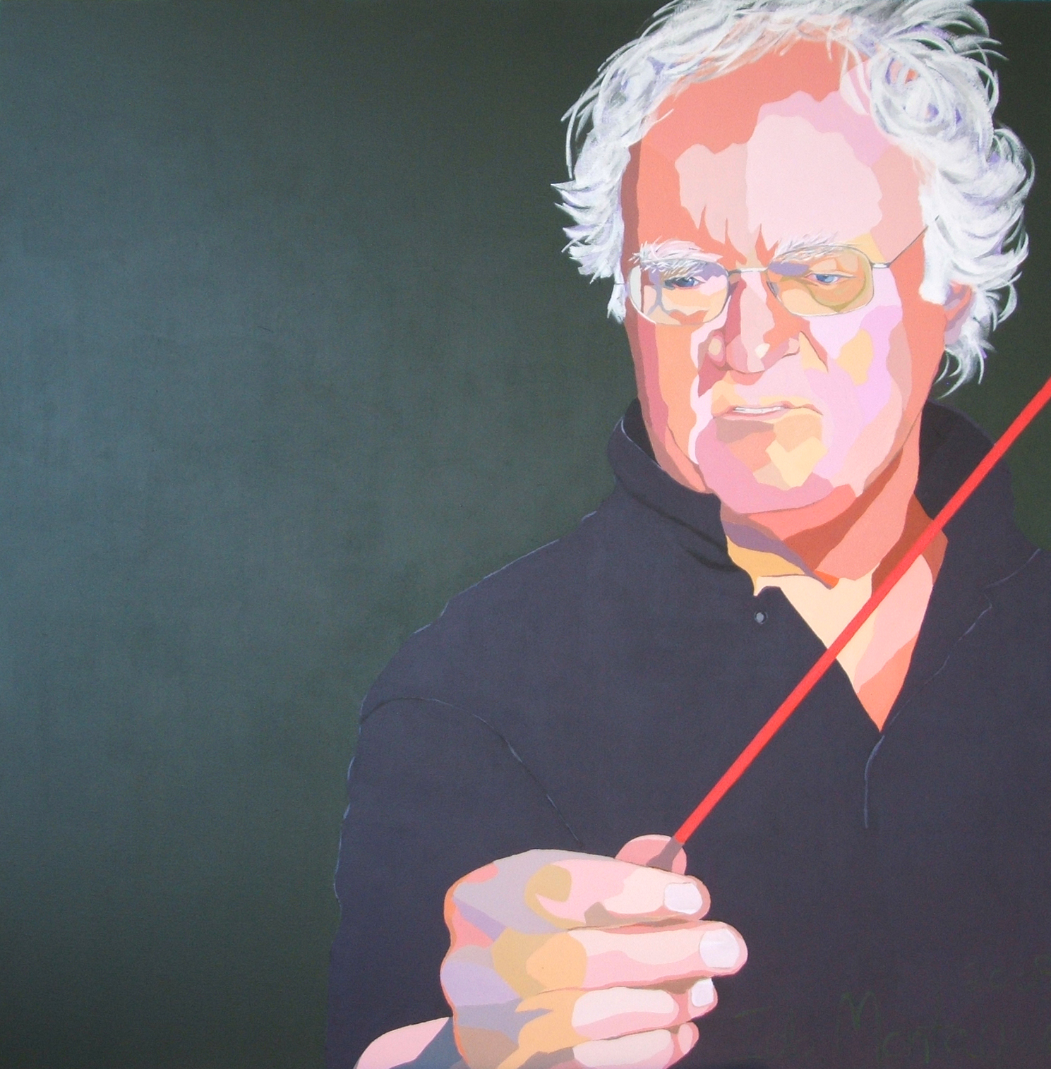 Richard Gill, OA, Musician . Acrylic polymer on linen. 125 x 125cm. © 2009 Ida Montague. Private Collection: Canberra. Archibald Portrait Competition Entry, 2009