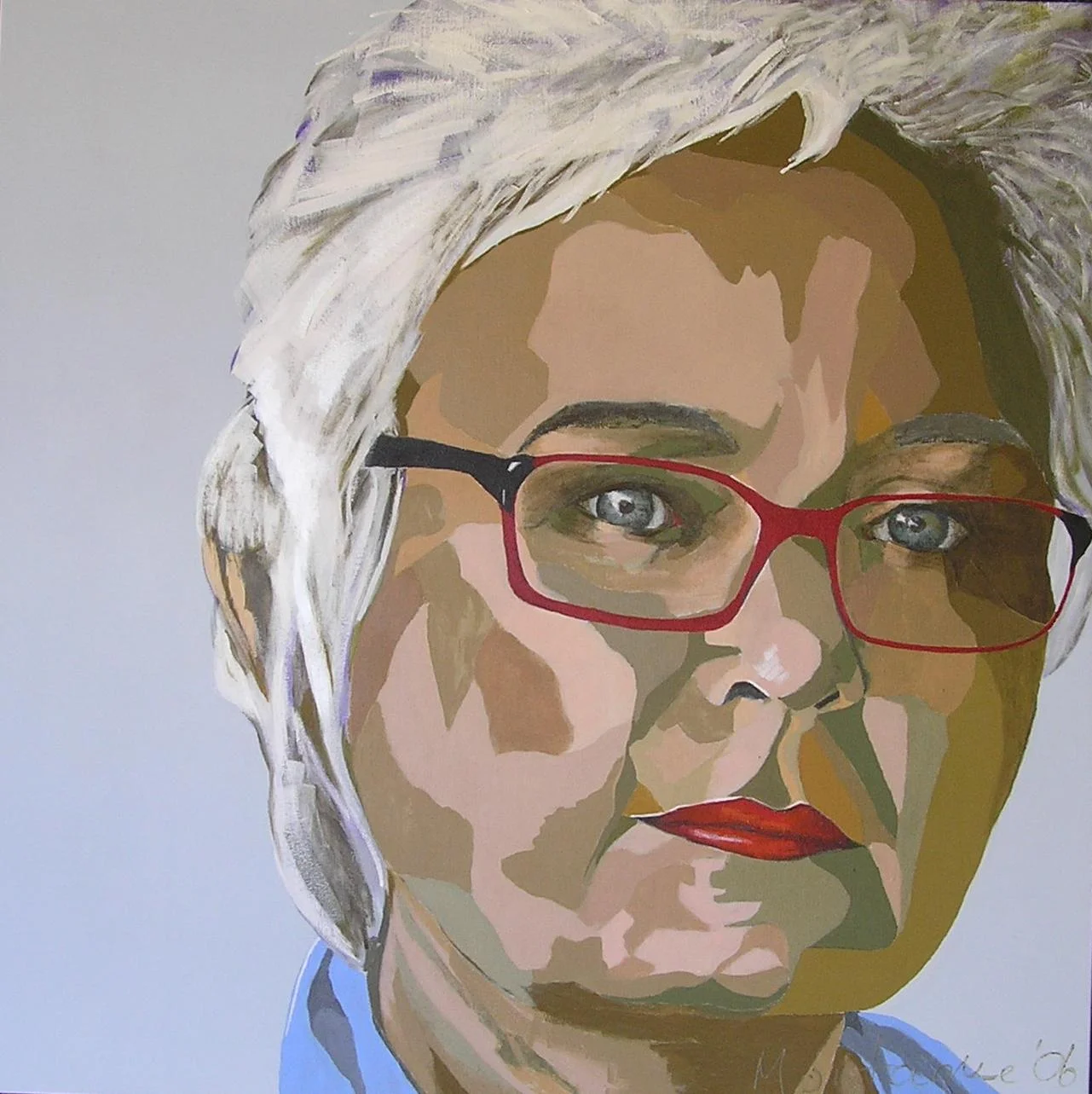 Bring in the Clowns . Acrylic polymer on canvas. 80 x 80cm. © 2006 Ida Montague. Self Portrait