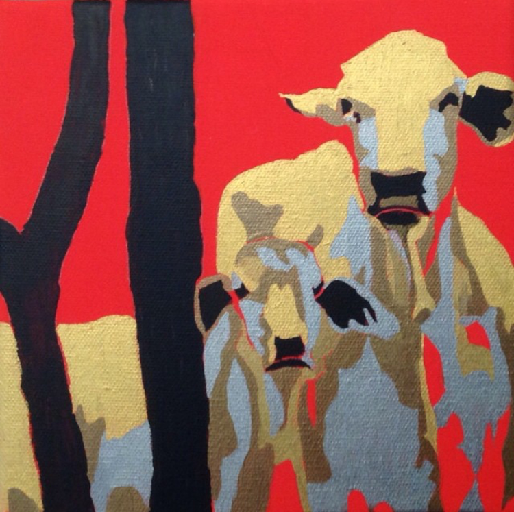 After the Burn . Acrylic polymer on canvas. 25 x 25 cm. © 2014 Ida Montague. Private collection, Sydney. Commissioned Wedding Gift. 