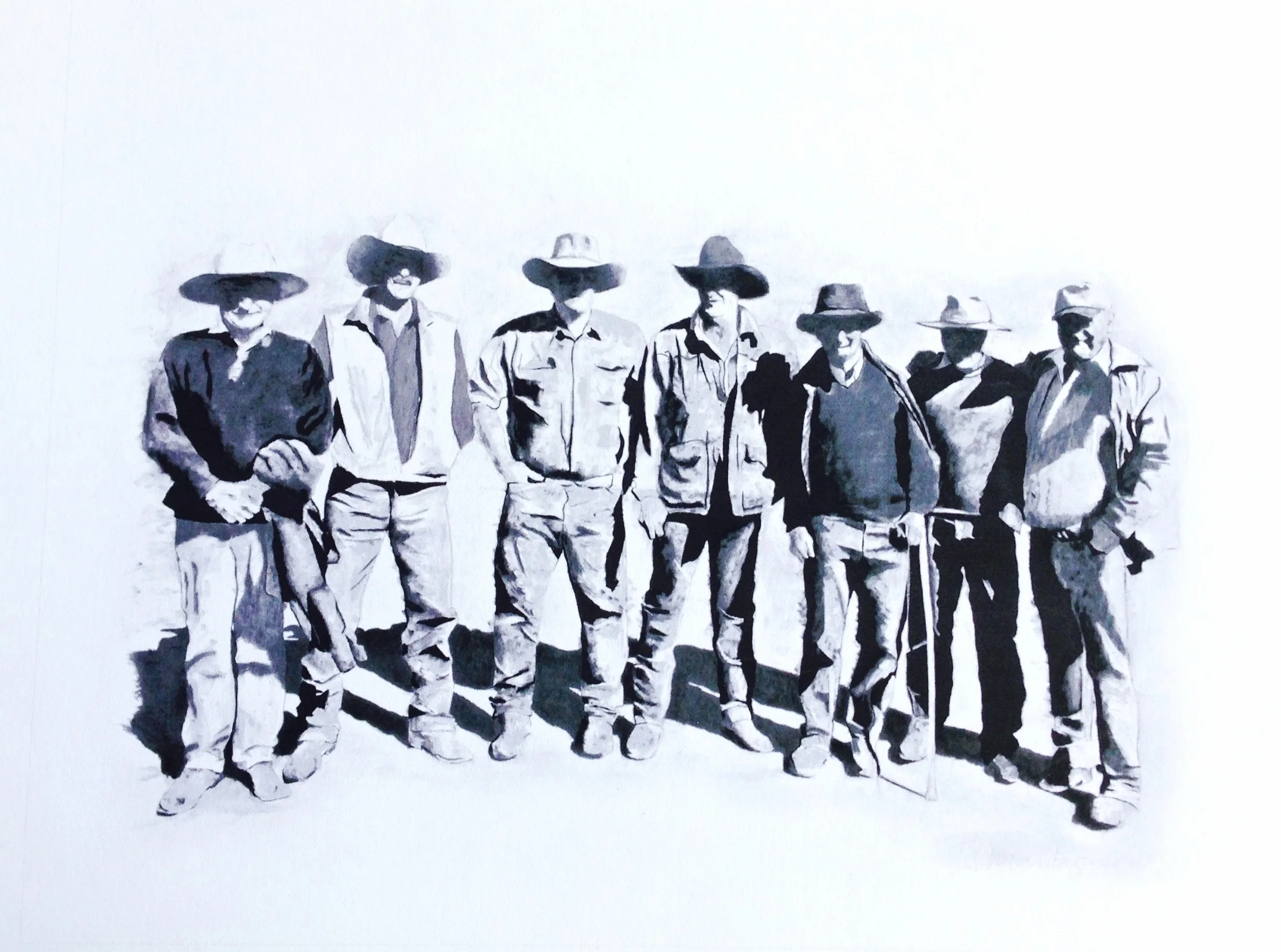 The Magnificent Seven . Charcoal on paper. 120 x 150cm. © 2012 Ida Montague. Corporate Collection, Brisbane
