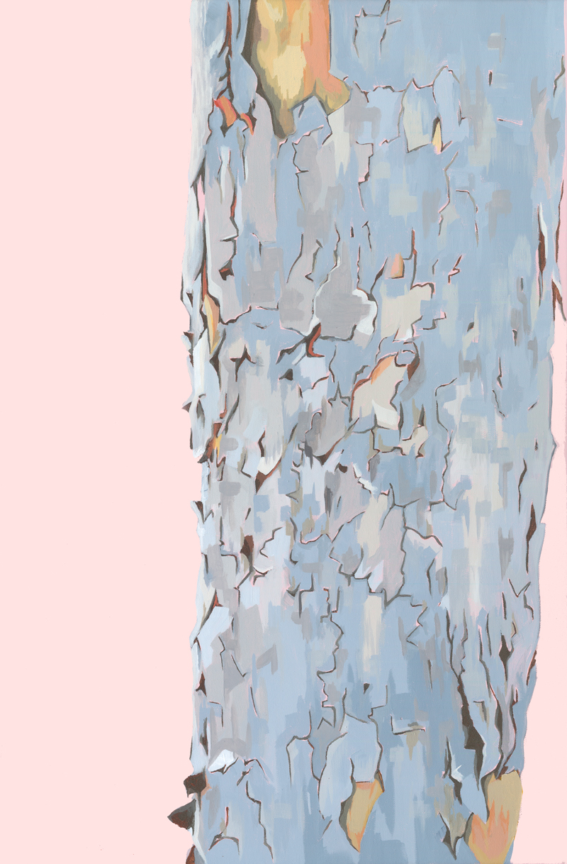 Natives by Dusk III : Lemon-Scented Gum . Acrylic on canvas. 76 x 50cm. © Ida Montague. Private Collection: Canberra.