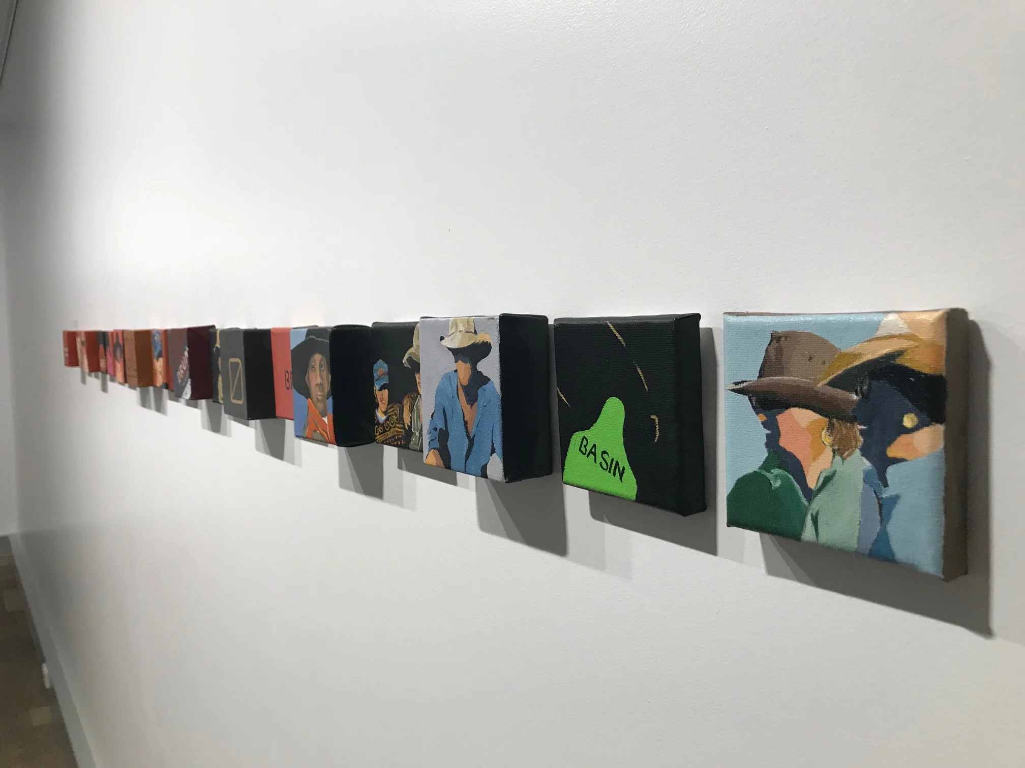 Detail of On the Road. Set of 20 mini paintings, acrylic polymer on stretched canvas, Each 10x10cm © Ida Montague ENQUIRE