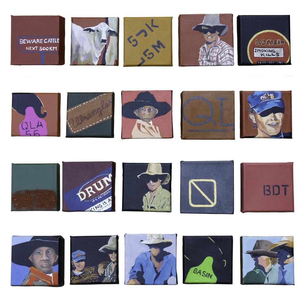 On the Road. Set of 20 mini paintings, acrylic polymer on stretched canvas, Each 10x10cm © Ida Montague ENQUIRE