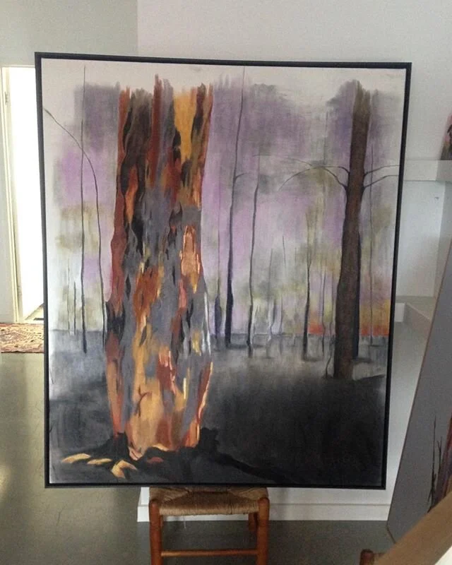 Title: Tomorrow - size: 140x115cm - Experimenting w rubbing dry medium into canvas - sealed and framed - Sold -